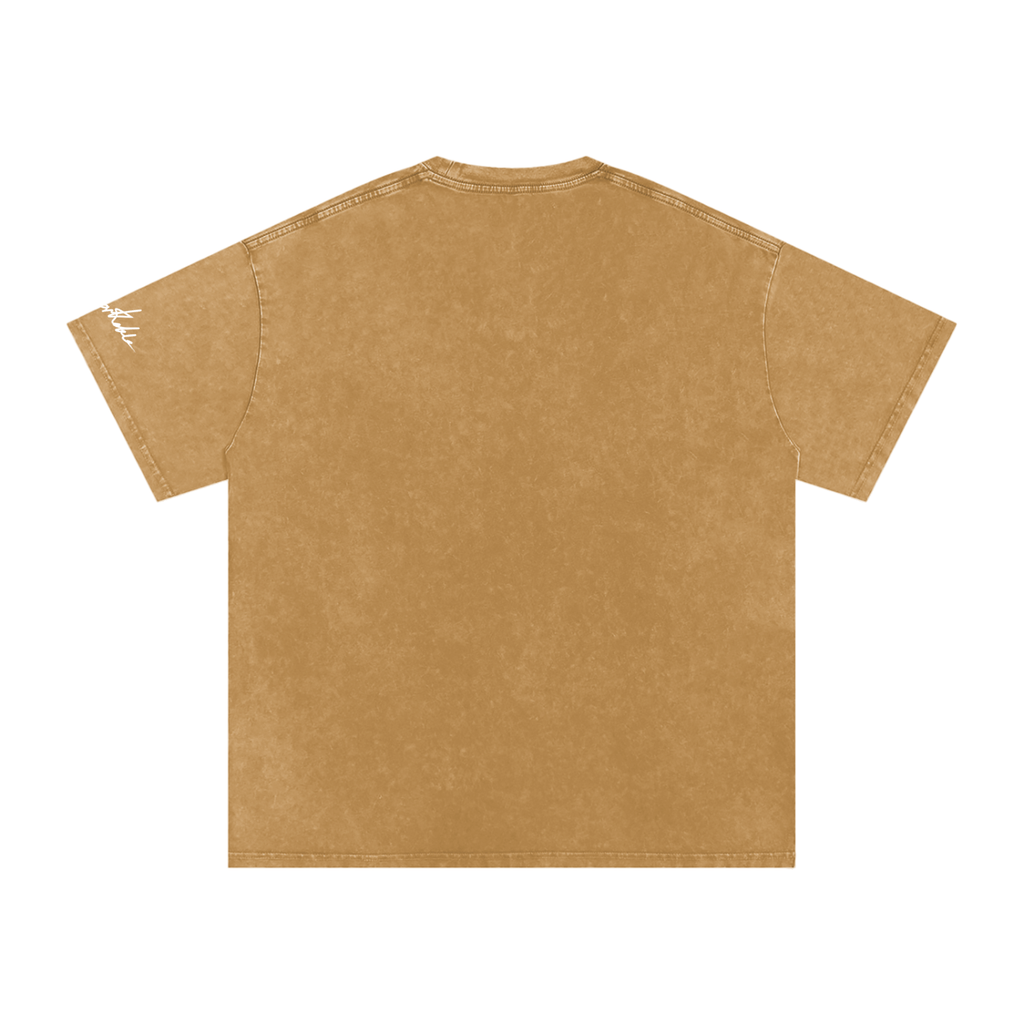 "Do not feed the pilgrims" Snow Washed Oversized Cotton T-Shirt