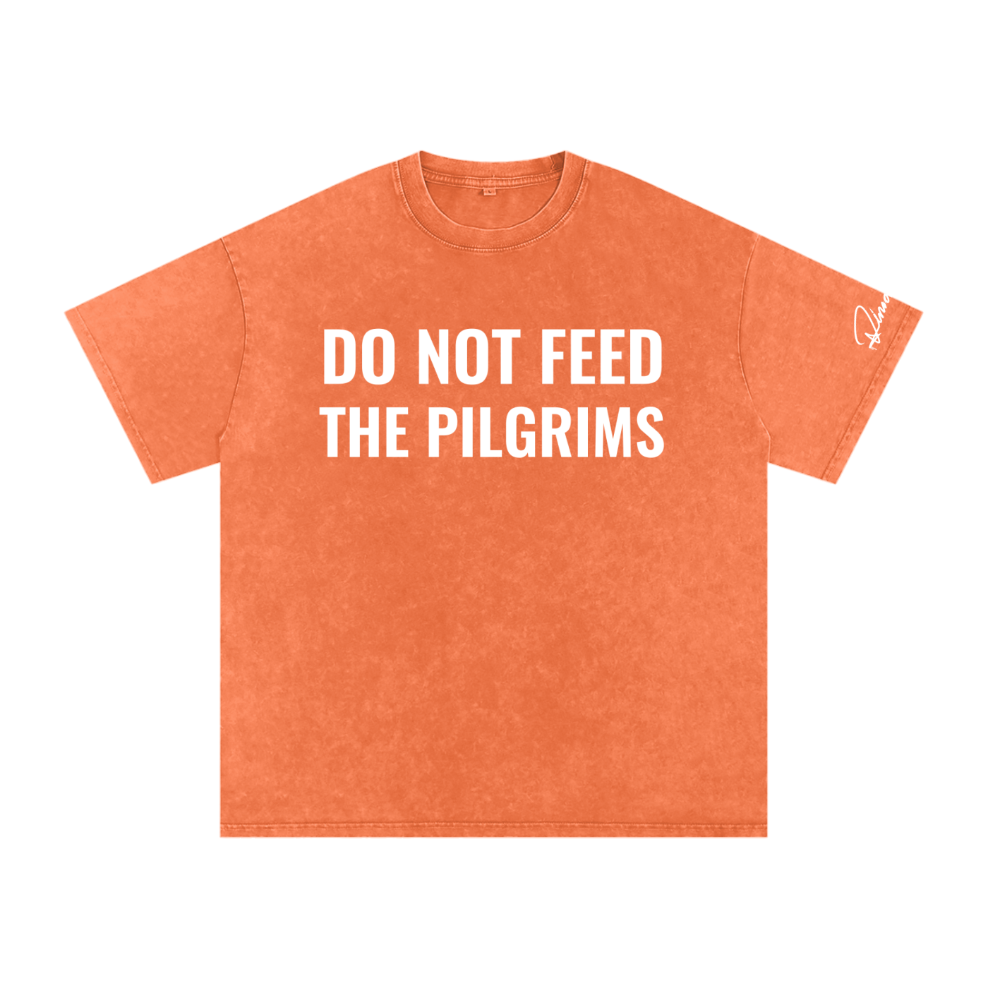 "Do not feed the pilgrims" Snow Washed Oversized Cotton T-Shirt