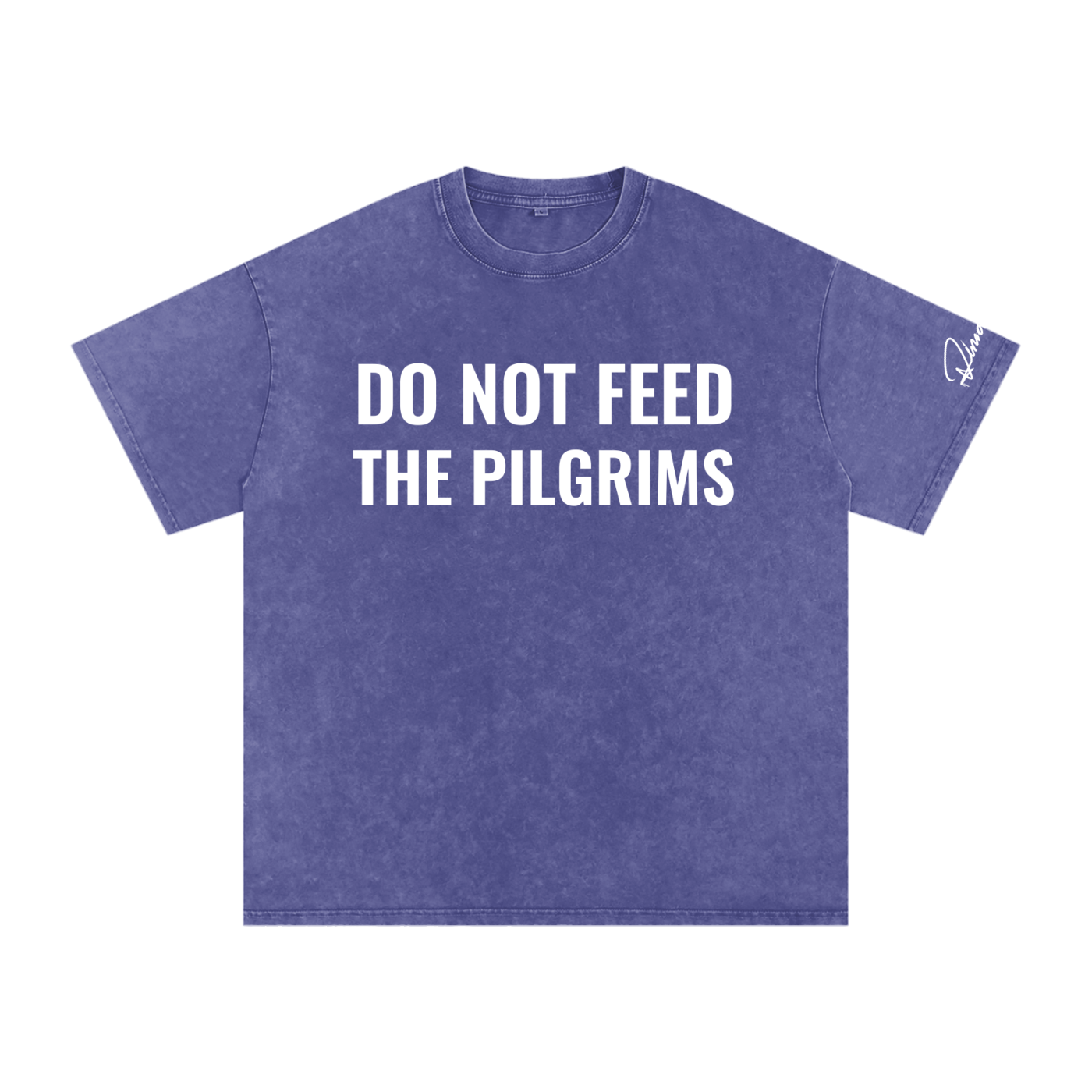 "Do not feed the pilgrims" Snow Washed Oversized Cotton T-Shirt