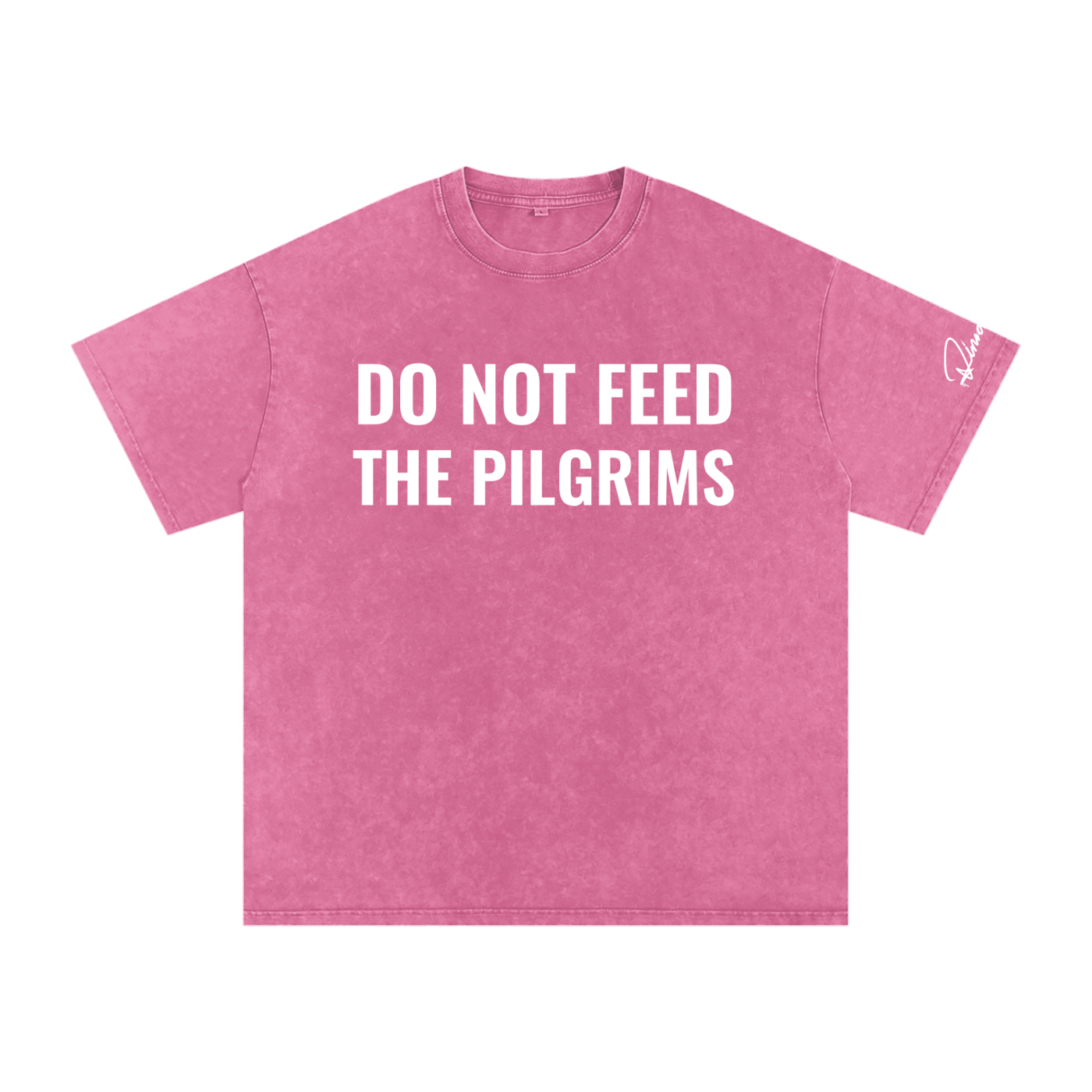 "Do not feed the pilgrims" Snow Washed Oversized Cotton T-Shirt