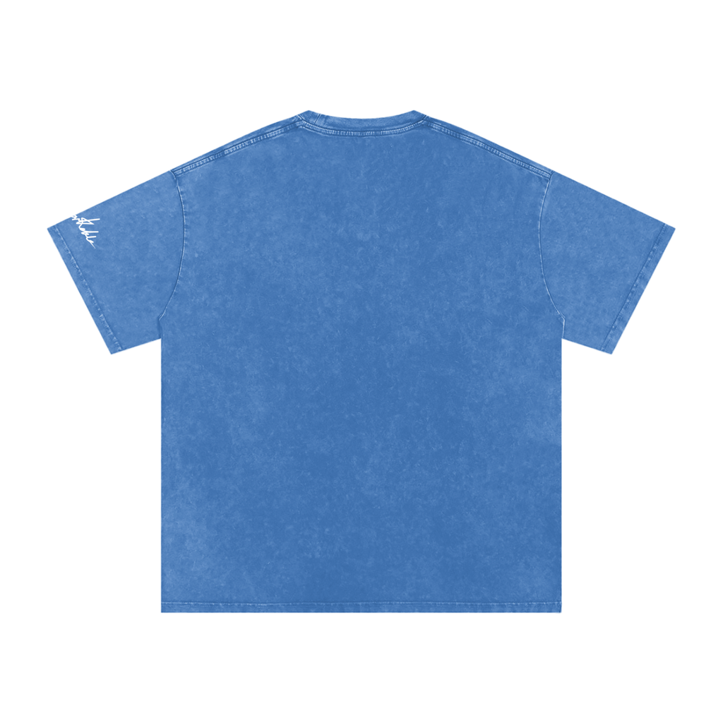 "Do not feed the pilgrims" Snow Washed Oversized Cotton T-Shirt