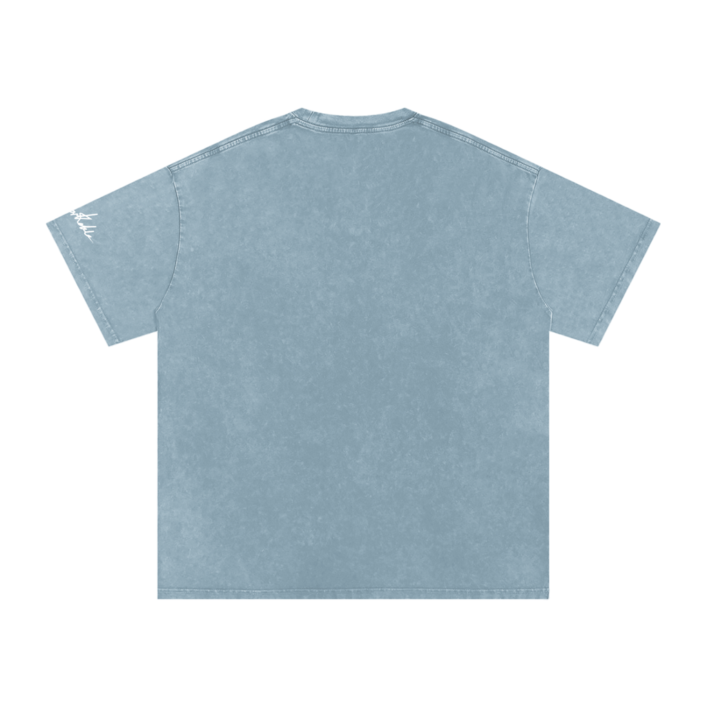 "Do not feed the pilgrims" Snow Washed Oversized Cotton T-Shirt