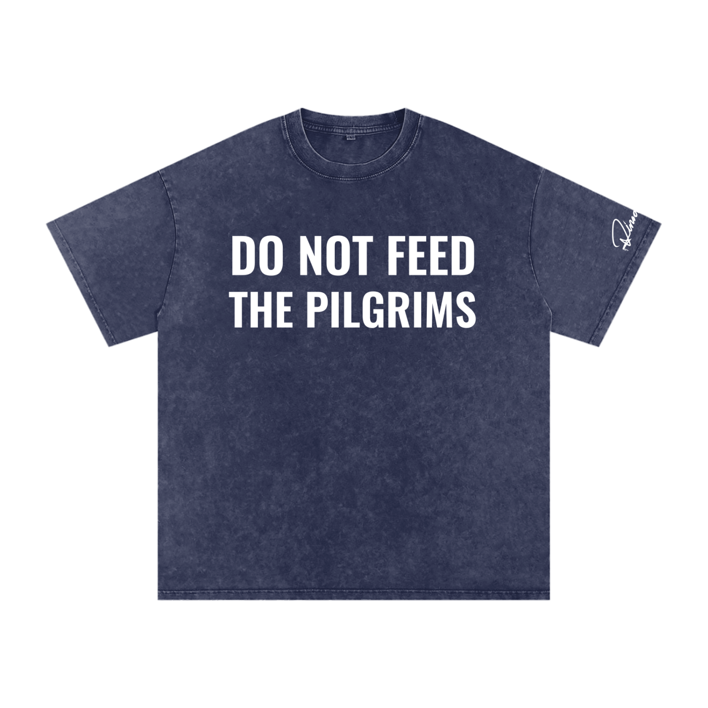 "Do not feed the pilgrims" Snow Washed Oversized Cotton T-Shirt