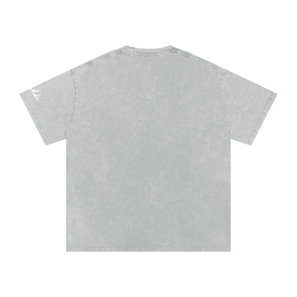 "Do not feed the pilgrims" Snow Washed Oversized Cotton T-Shirt