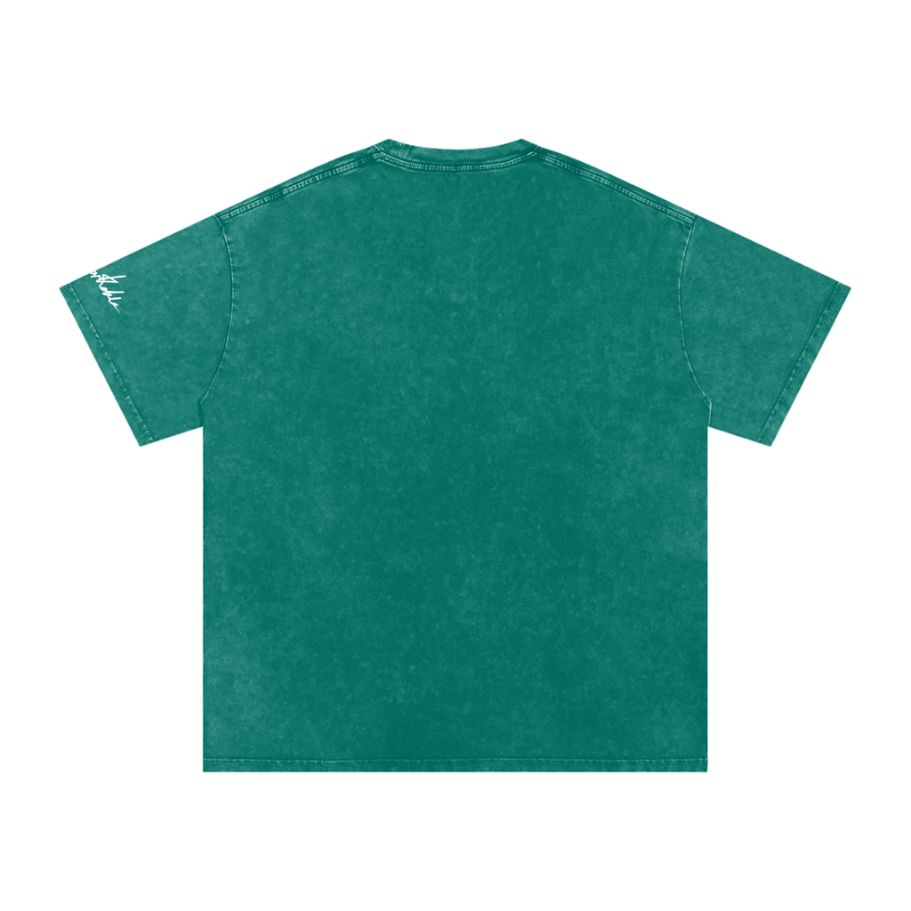 "Do not feed the pilgrims" Snow Washed Oversized Cotton T-Shirt